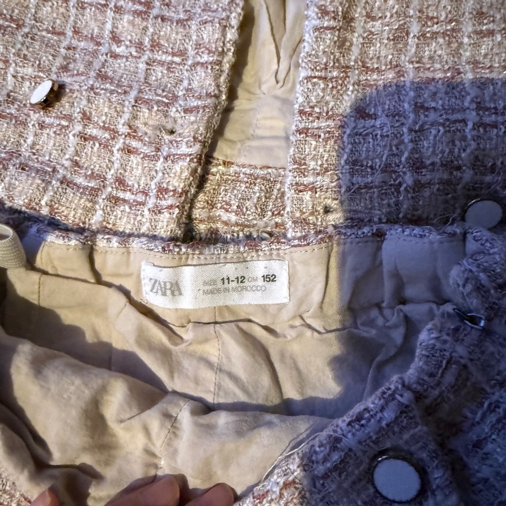 Zara Kids Cream Pink Tweed Matching Set Girls 10 Top.11/12 Squorts  Chanel Inspo - Picture 9 of 10